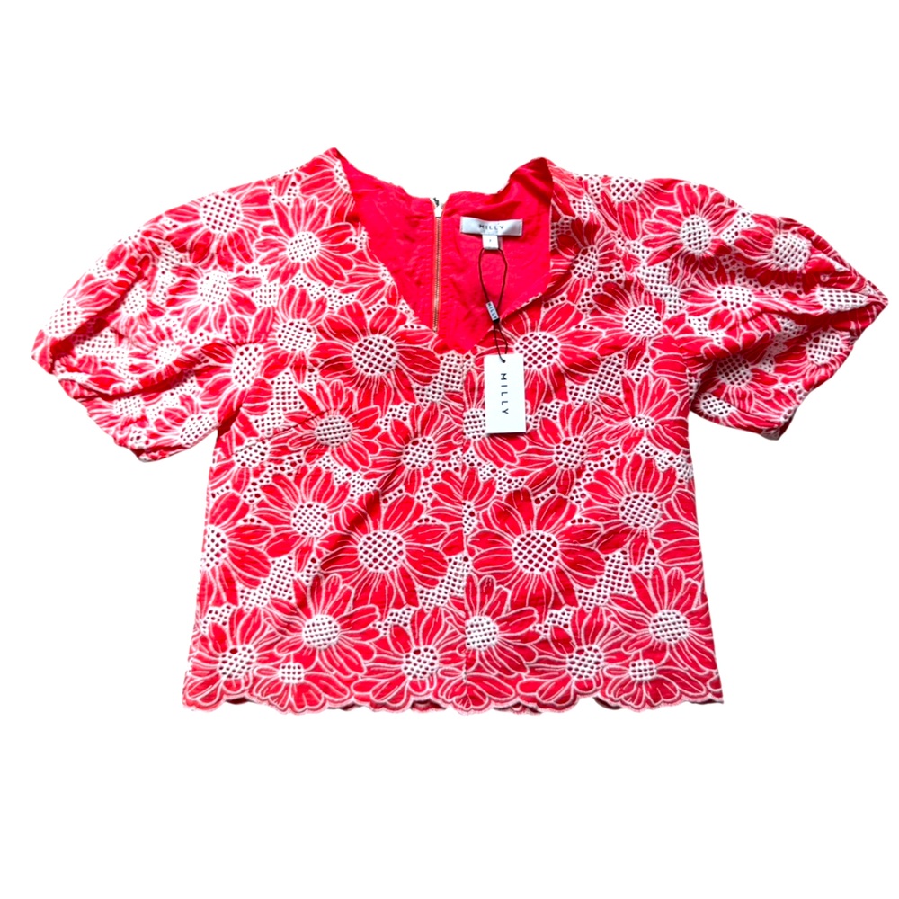 Milly Tournesol Eyelet Floral Lace Top